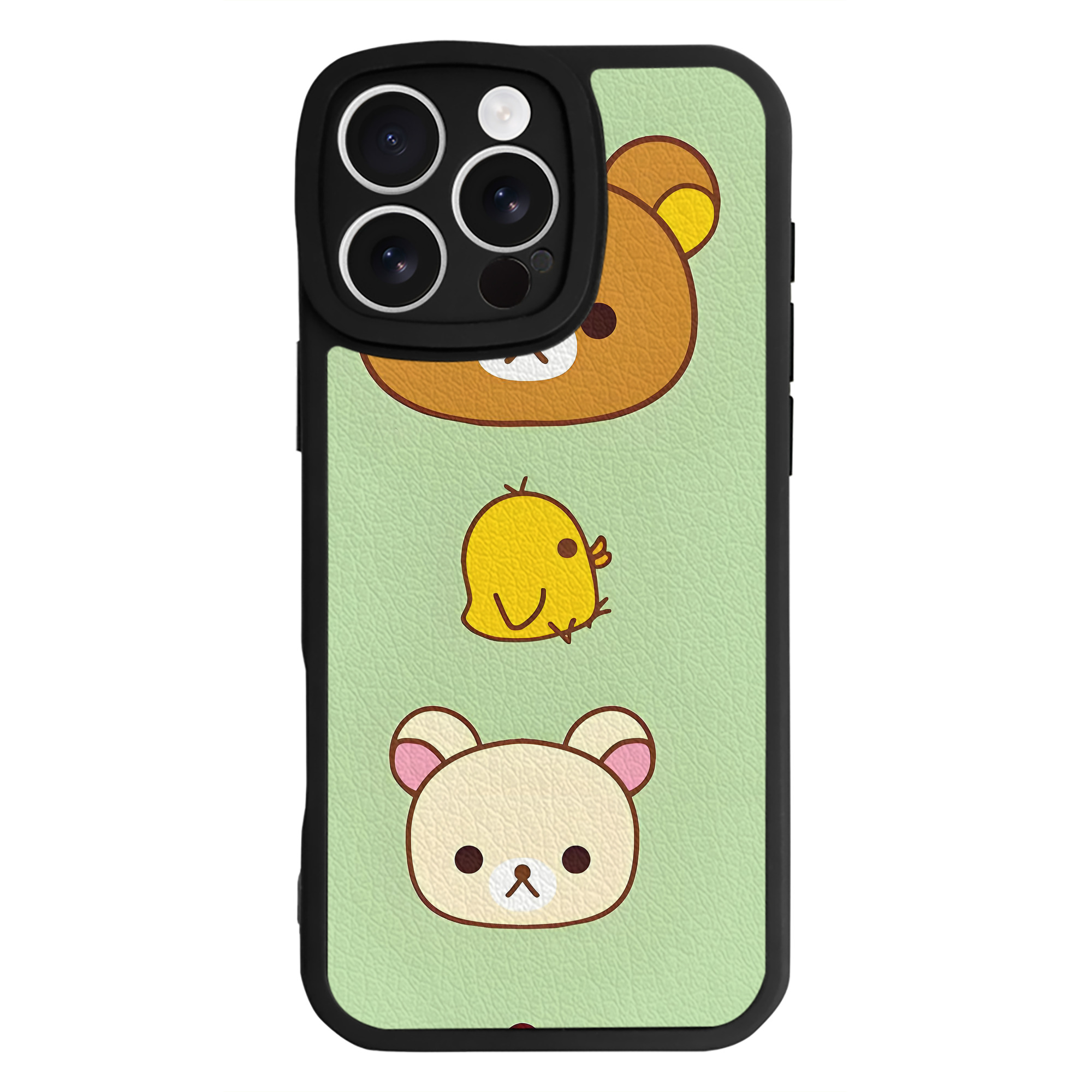 （画像用） リラックマ リラックマ キイロイトリ Rilakkuma Korilakkuma Kiiroitori 【iPhone 16シリーズ対応】シリコンスマホケース（レザー調） 材質：シリコン